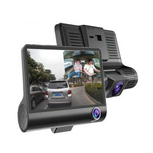 HD Front Rear & Interior Three Lens Car Dashboard Camera- Car Charger