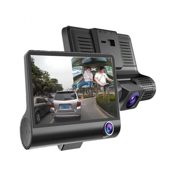 HD Front Rear & Interior Three Lens Car Dashboard Camera_0
