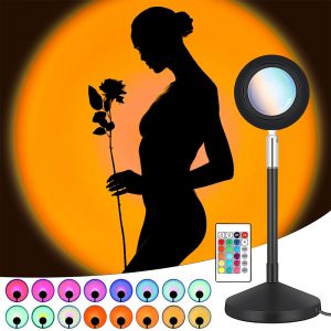 USB Plugged-in Remote Controlled 16 Colors LED Sunset Light Projector