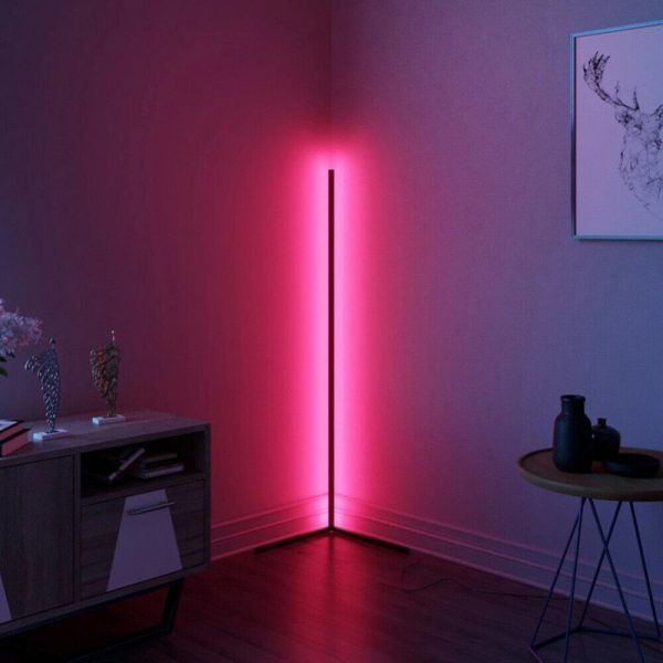 Modern and Simple RGB LED Corner Rod Standing Floor Lamp_3
