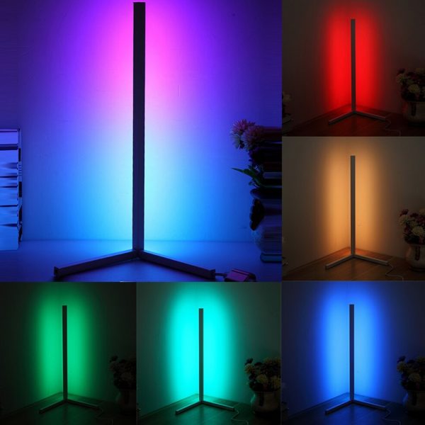 Modern and Simple RGB LED Corner Rod Standing Floor Lamp_17
