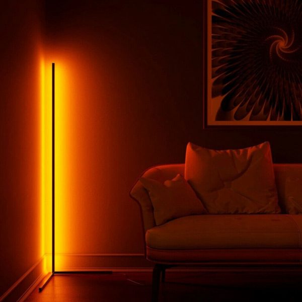 Modern and Simple RGB LED Corner Rod Standing Floor Lamp_11