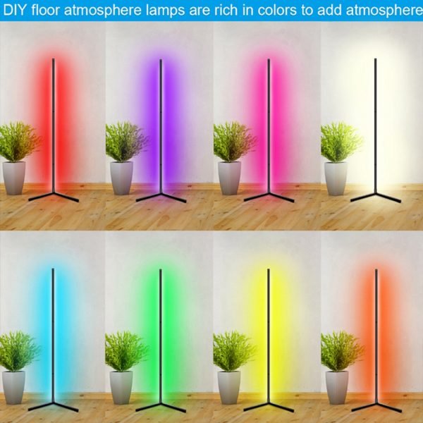 Modern and Simple RGB LED Corner Rod Standing Floor Lamp_15