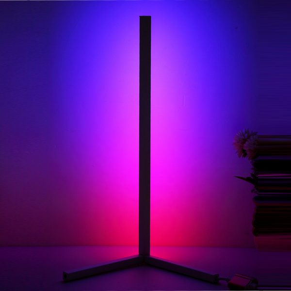Modern and Simple RGB LED Corner Rod Standing Floor Lamp_34