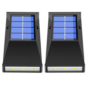 2pcs LED Outdoor Garden Solar Powered LED Wall Lamps