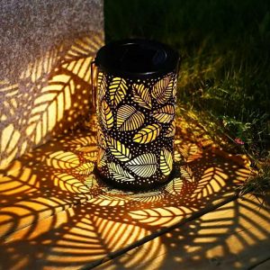 Outdoor Decorative Retro Leaf-Shadow Solar Powered Lantern