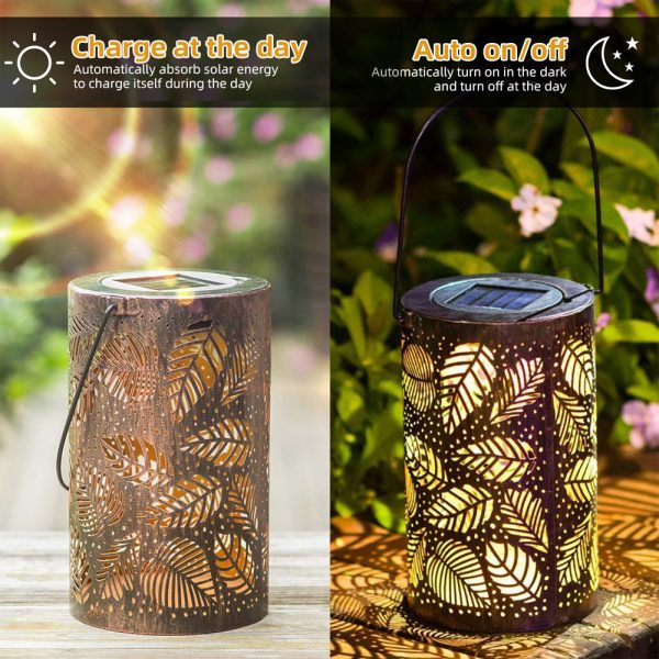 Outdoor Decorative Retro Leaf-Shadow Solar Powered Lantern_5