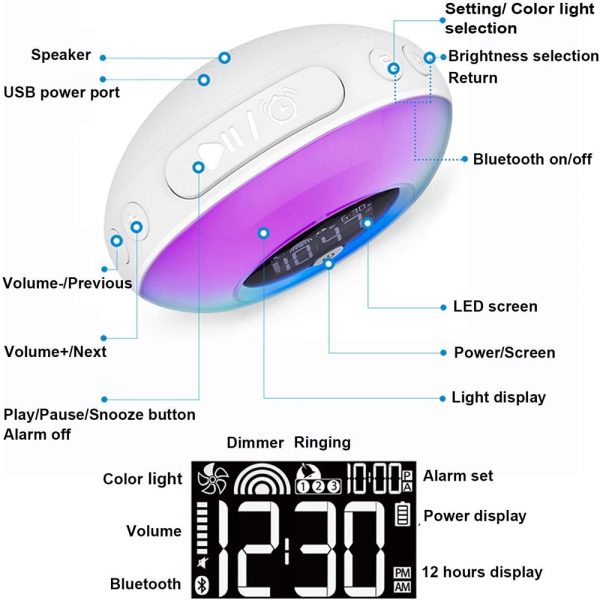 Wireless LED Night Lamp Alarm Clock and Bluetooth Speaker_7