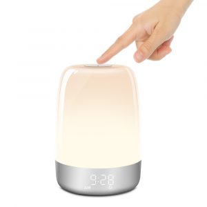 Dimmable Bedside Touch Night Light and Alarm Clock- USB Charging