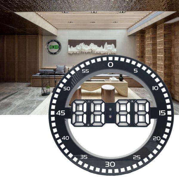LED Digital Modern Design Dual-Use Dimming Circular Clocks_3
