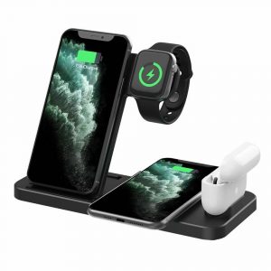 4-in-1 Wireless Fast Charging Station for QI Devices- USB Powered