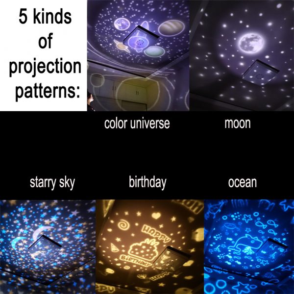 LED Night Lamp Projector Rotating Light with 5 Different Patterns_4