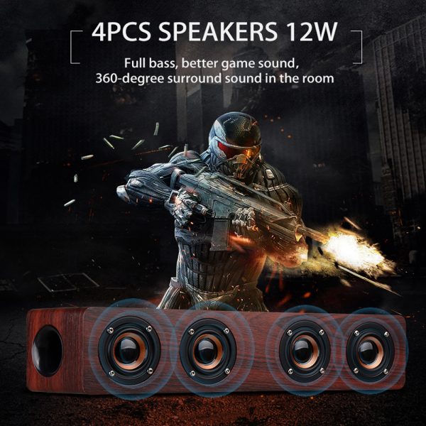 W8 Wooden Wireless Heavy Bass Speaker and Subwoofer Soundbar_9