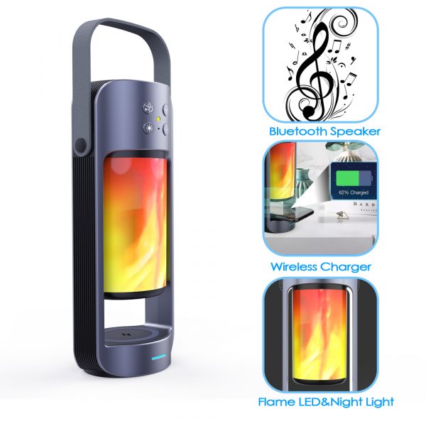 Flame Light Wireless Bluetooth Speaker and Charger for QI Phones_13