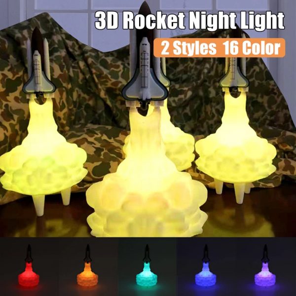 3D Printed Various Colors LED Rocket Kid’s Room Night Lamp_11