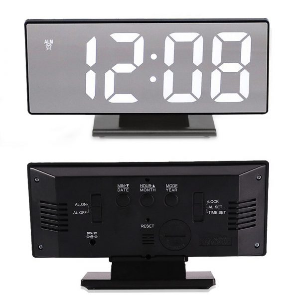 USB Plugged-in Digital Display LED Mirror Alarm Table Clock_6