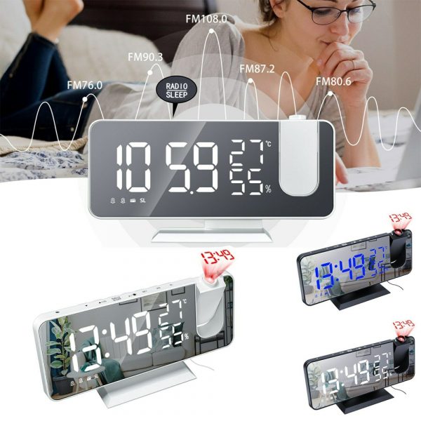 LED Big Screen Mirror Alarm Clock with Projection Display_5