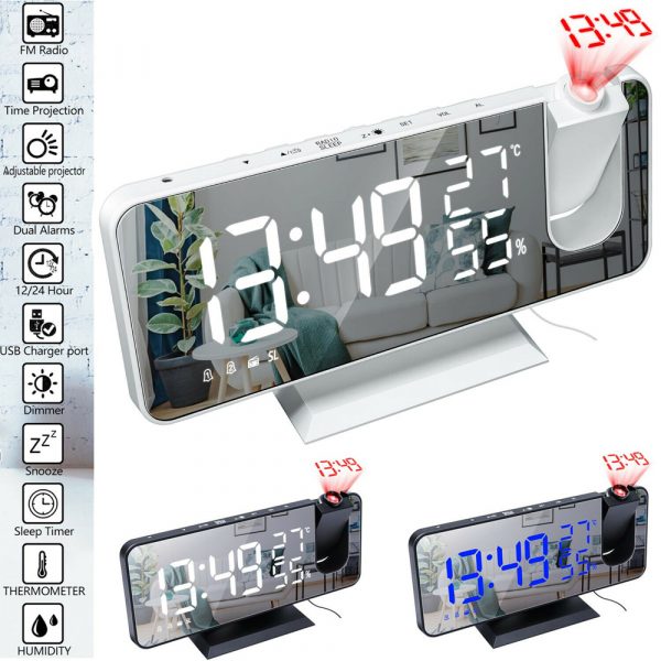 LED Big Screen Mirror Alarm Clock with Projection Display_6
