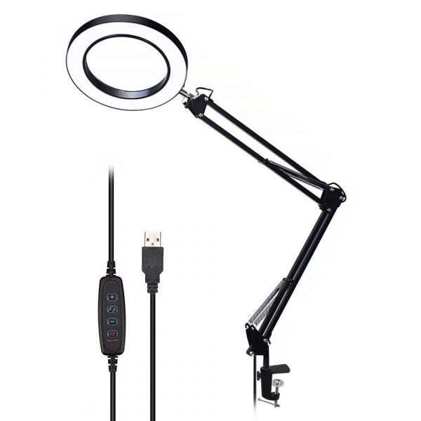 USB Interface Eye Protection LED Desk Magnifying Clip-on Lamp_1