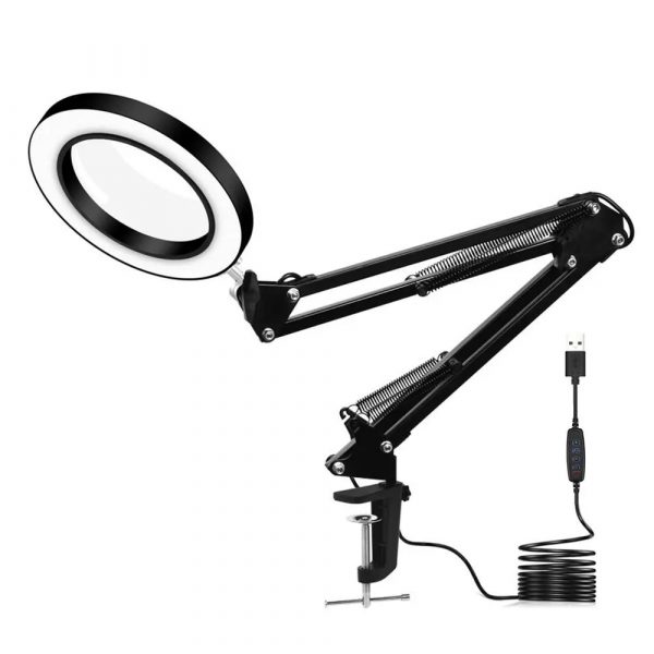 USB Interface Eye Protection LED Desk Magnifying Clip-on Lamp_3