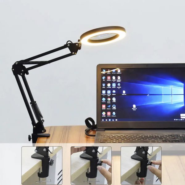 USB Interface Eye Protection LED Desk Magnifying Clip-on Lamp_10