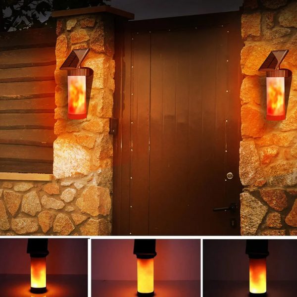 Solar Powered Flame Wall Light Outdoor Garden Landscape Lamp_8