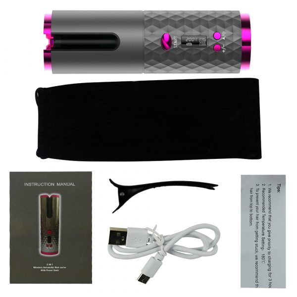 USB Rechargeable Cordless Auto-Rotating Ceramic Portable Hair Curler_7