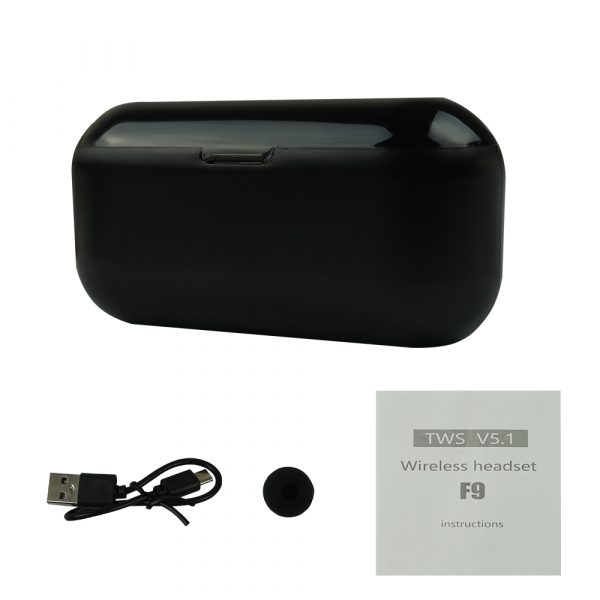F9 Bluetooth 5.0 TWS LED Button Wireless Earphones- USB Charging_6