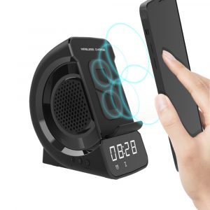 USB Interface Digital Alarm Clock BT Speaker and Wireless Charger