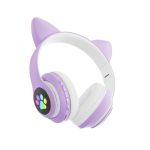 Flashing Light BT Wireless Cat Ear Headset with Mic- USB Charging