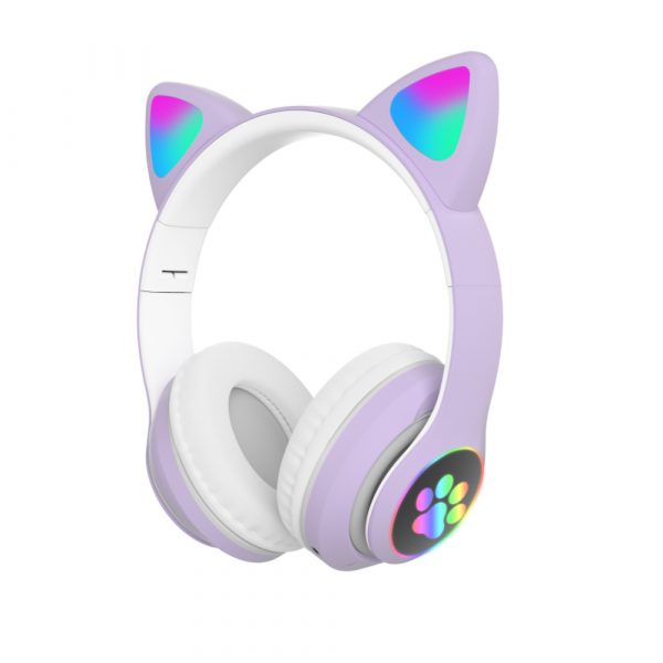 Flashing Light BT Wireless Cat Ear Headset with Mic- USB Charging_5