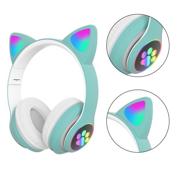 Flashing Light BT Wireless Cat Ear Headset with Mic- USB Charging_7